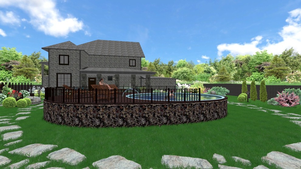 Ландшафтный проект участка 15 соток с открытым бассейном