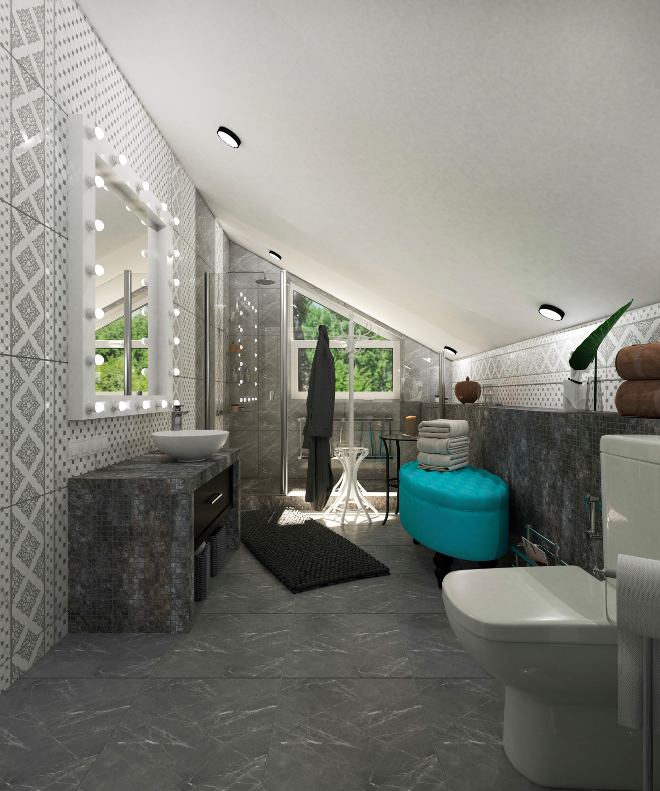 Обложка проекта: Дизайн интерьера санузла в частном доме второго этажа