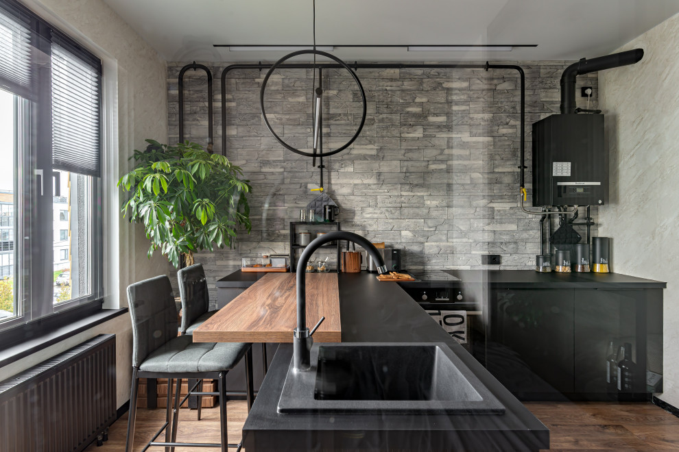 ЖК САМПО. 1-комнатная квартира в брутальном стиле, "от бетона" до заселения