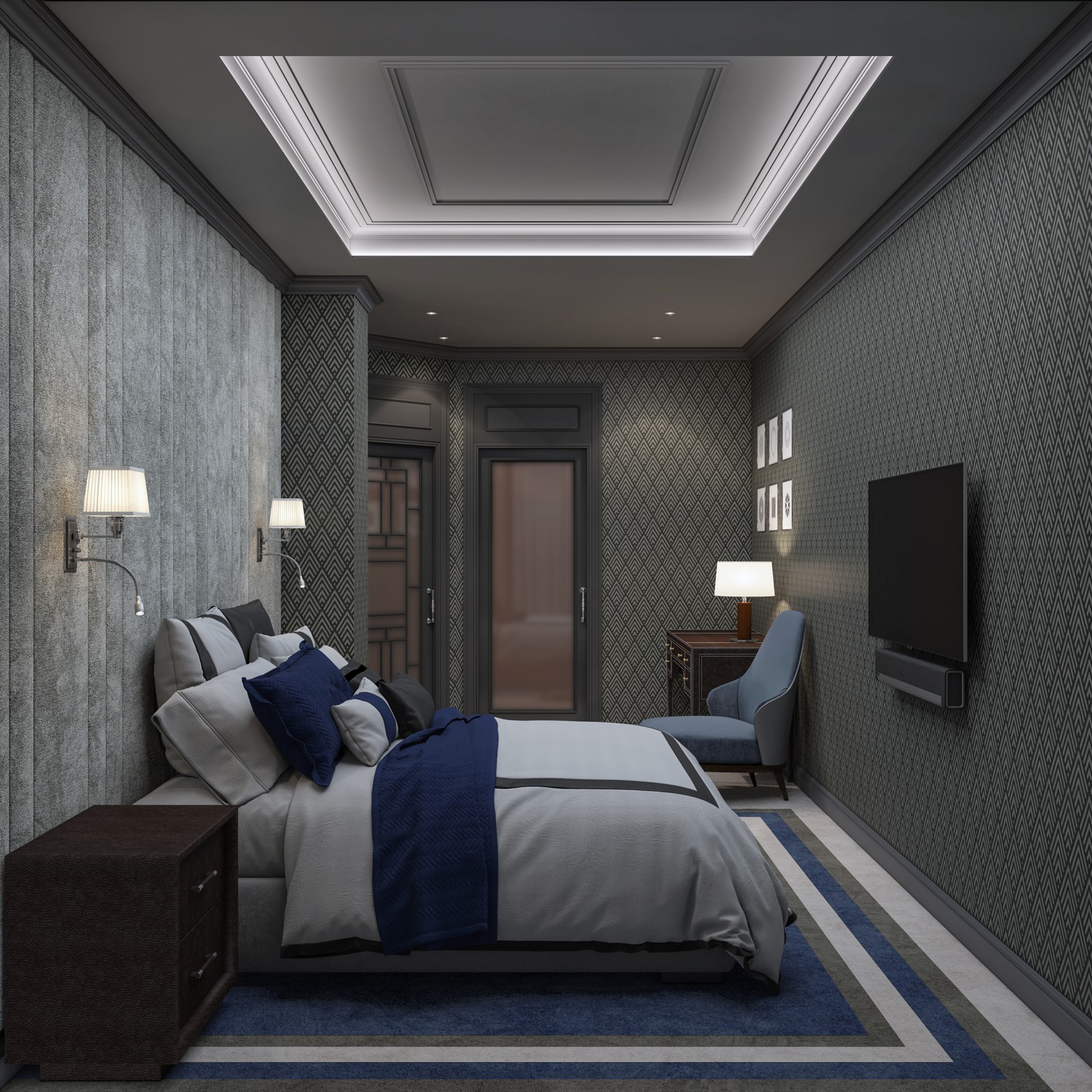 Визуализация квартиры. Серый тон - основной.