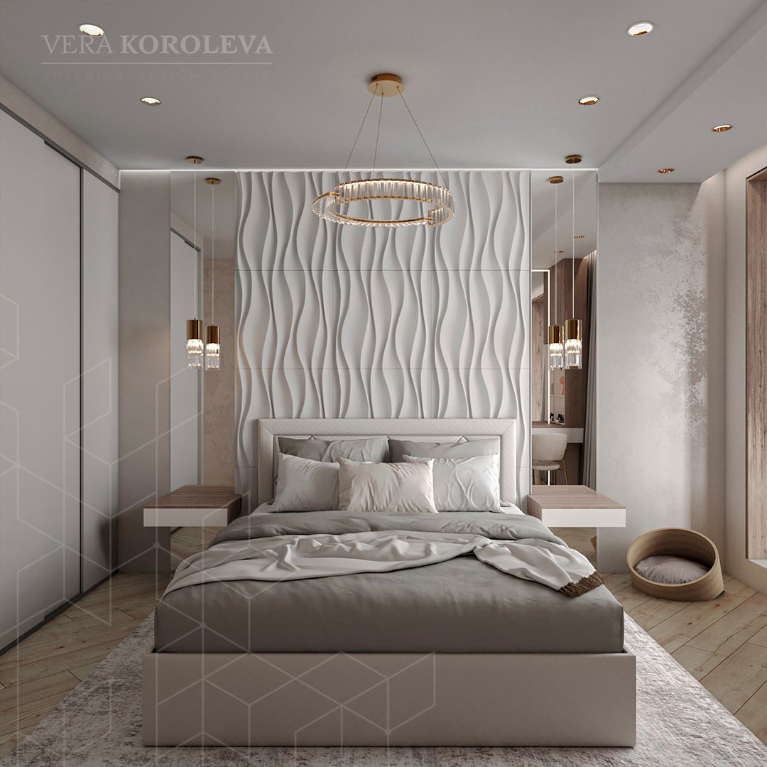 Дизайн-проект двухкомнатной  квартиры с золотыми акцентами в ЖК "Q-Мир"