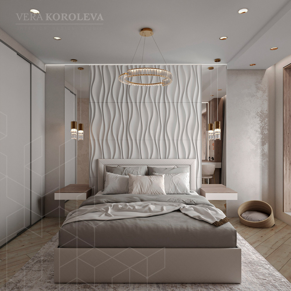 Дизайн-проект двухкомнатной квартиры с золотыми акцентами в ЖК "Q-Мир"