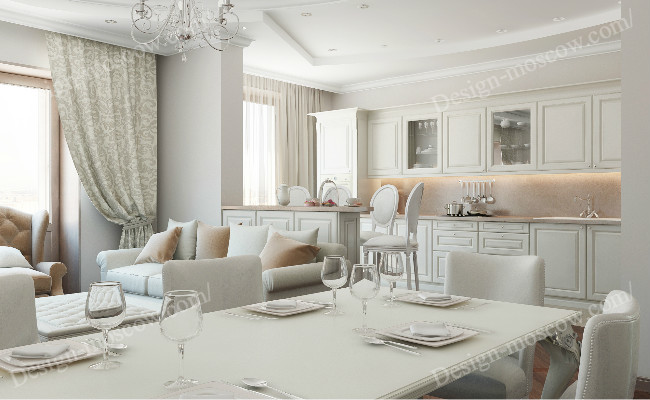 Квартира в Белом. Визуализация кухни-гостиной