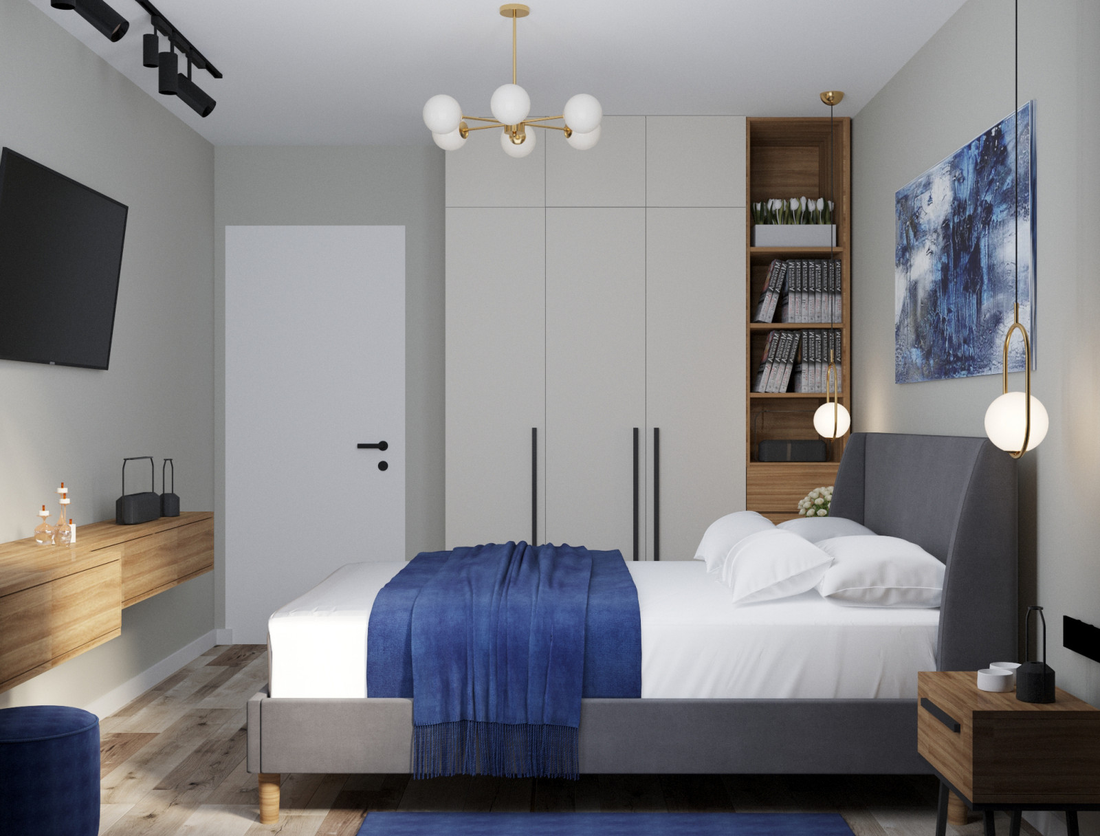 Дизайн с акцентным синим