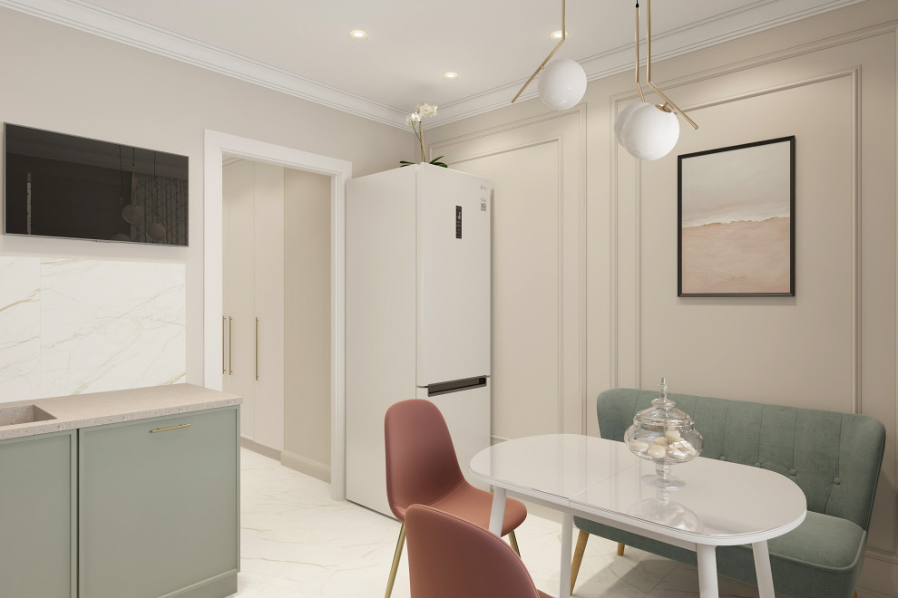 Двухкомнатная квартира 56 кв. м. в стиле неоклассика, в доме серии П-44Т