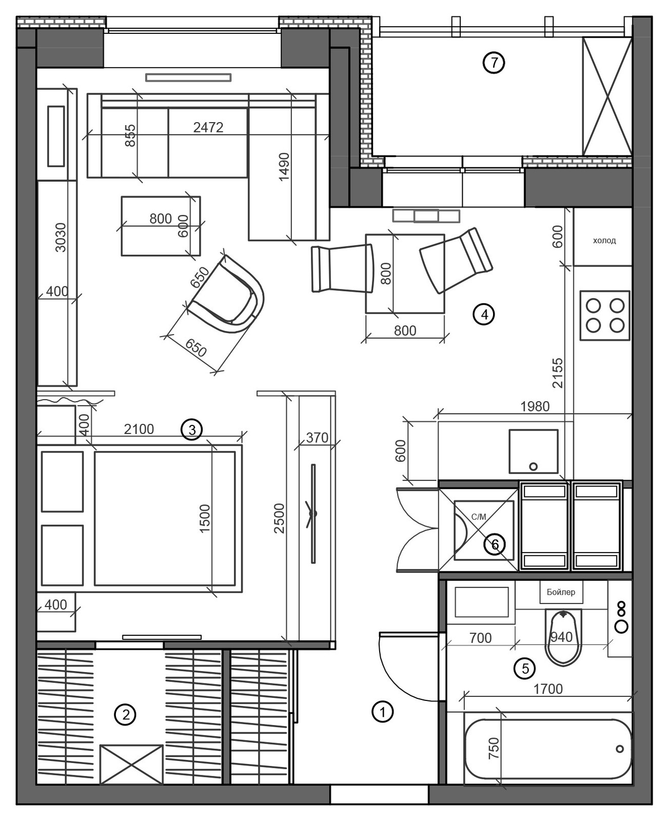 Обложка проекта: Реализованный проект 1-ком. квартиры в ЖК Пулковский 36 м.кв.