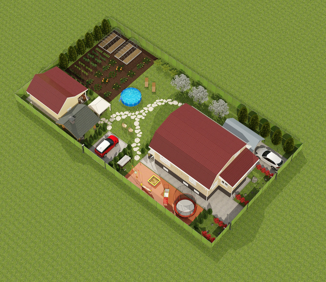 Ландшафтный дизайн территории загородного дома Омская обл