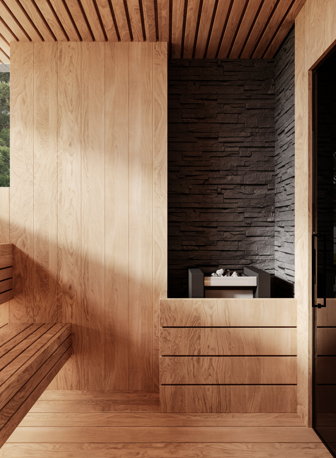 Интерьер Вилла у озера.  Сауна.