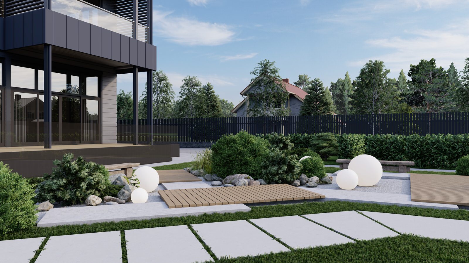 Концепция экстерьера и ландшафта загородного дома