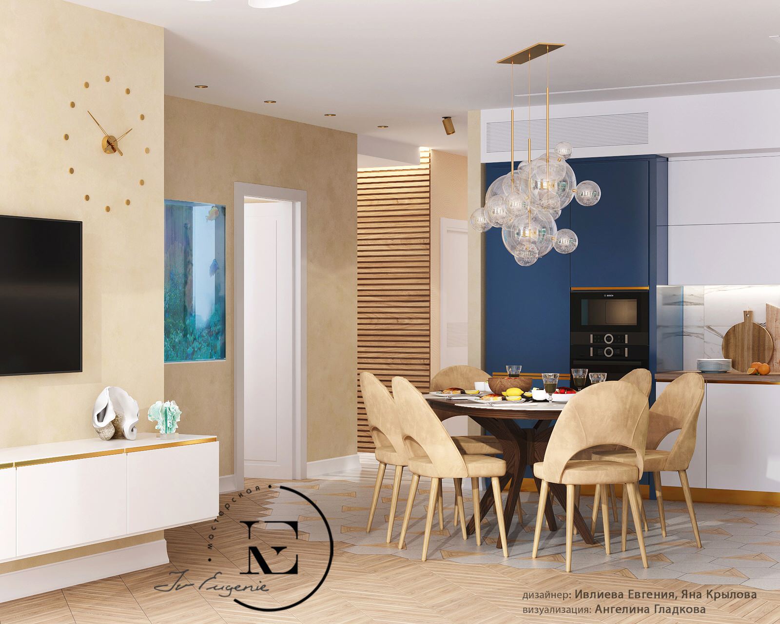 "Подводный мир" в московской квартире в стиле Soleray,