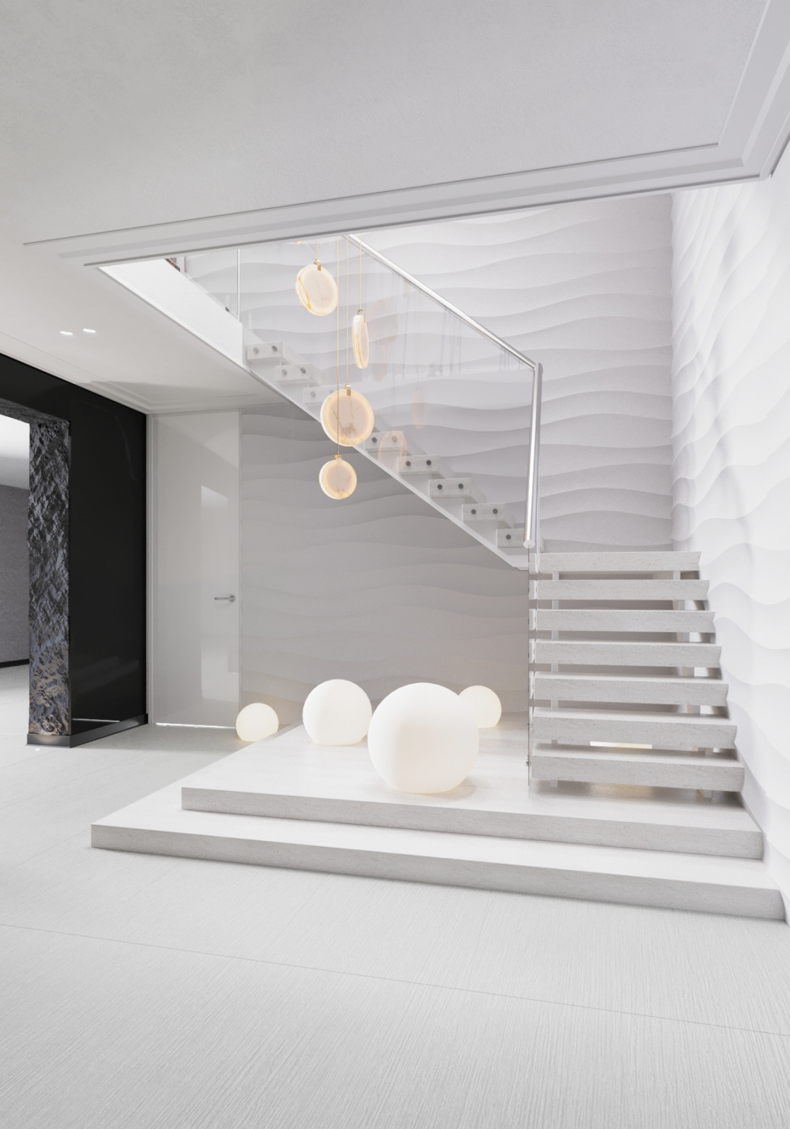 Обложка проекта: Лестничный холл с элементами минимализма