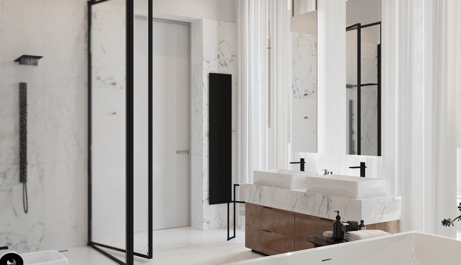 Ванная комната в большом доме во Владимирской области