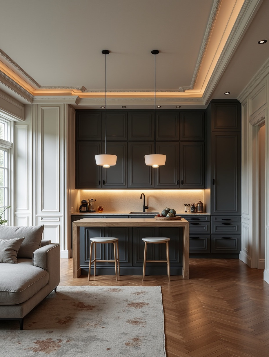 Кухня гостиная в классическом стиле