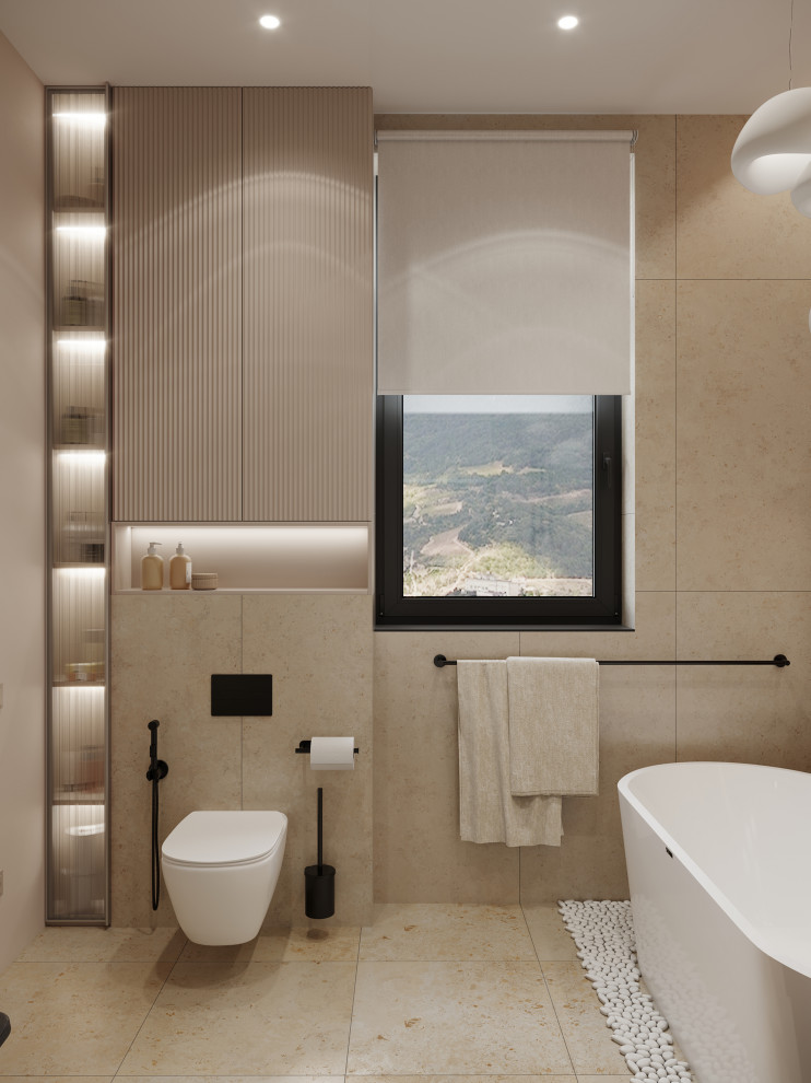 Дизайн интерьера мастер-ванной в загородном доме