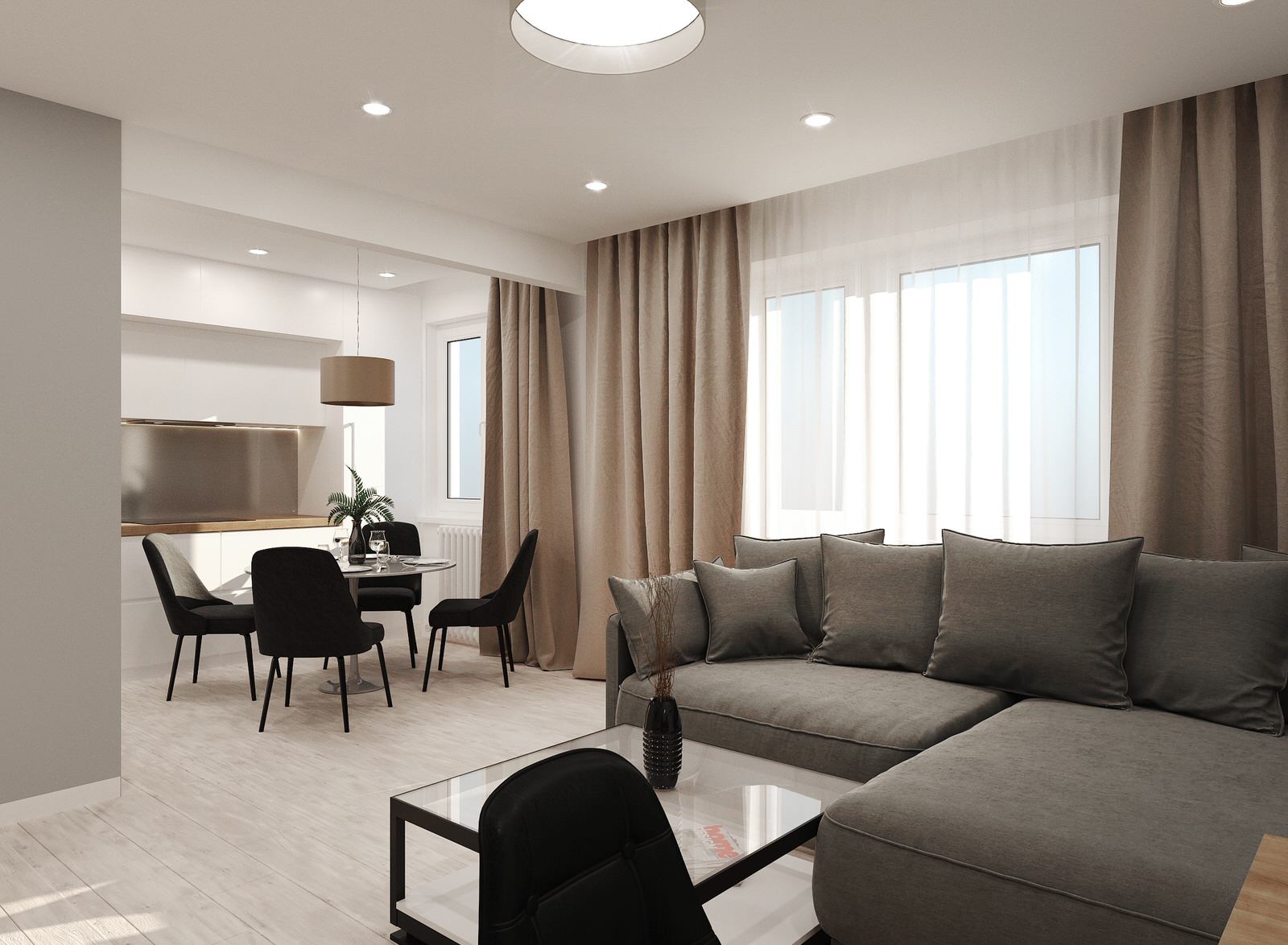 квартира для молодой пары - кухня-гостиная