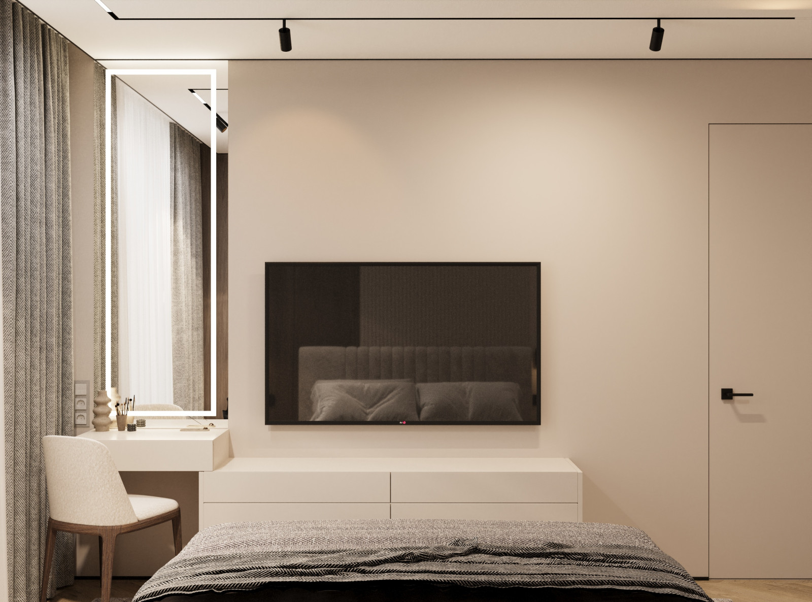 Дизайн интерьера спальни  в квартире  ЖК "Брусника"