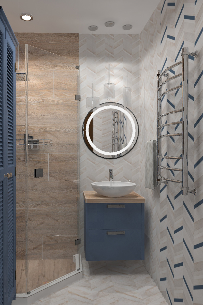 Обложка проекта: Ванная с плиткой под дерево