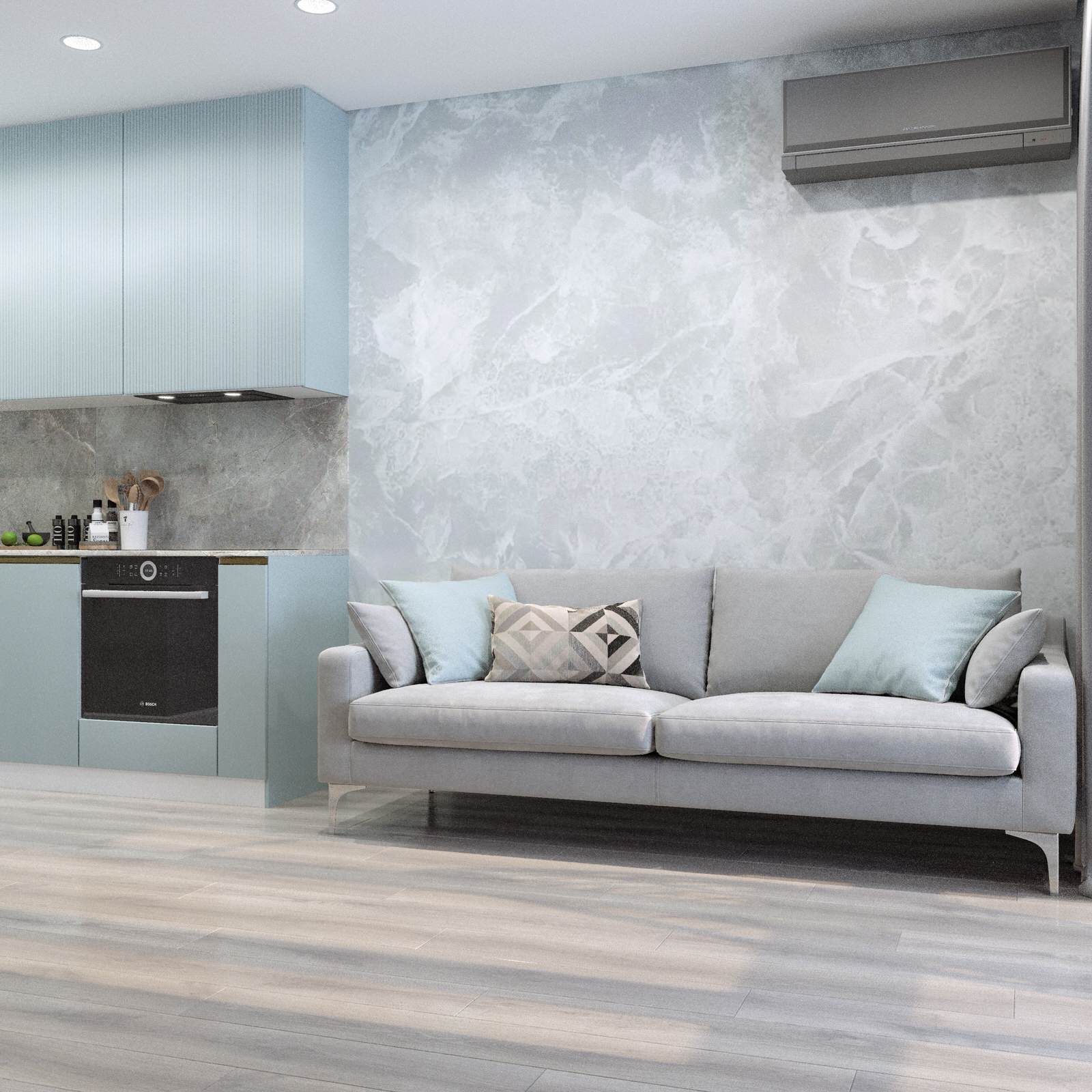 Стильный интерьер в серых тонах