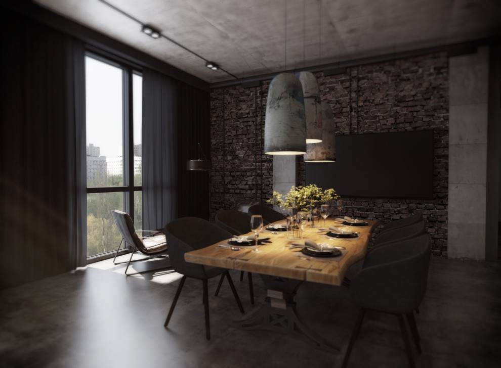 Легкий индустриальный лофт интерьер в «трешке».