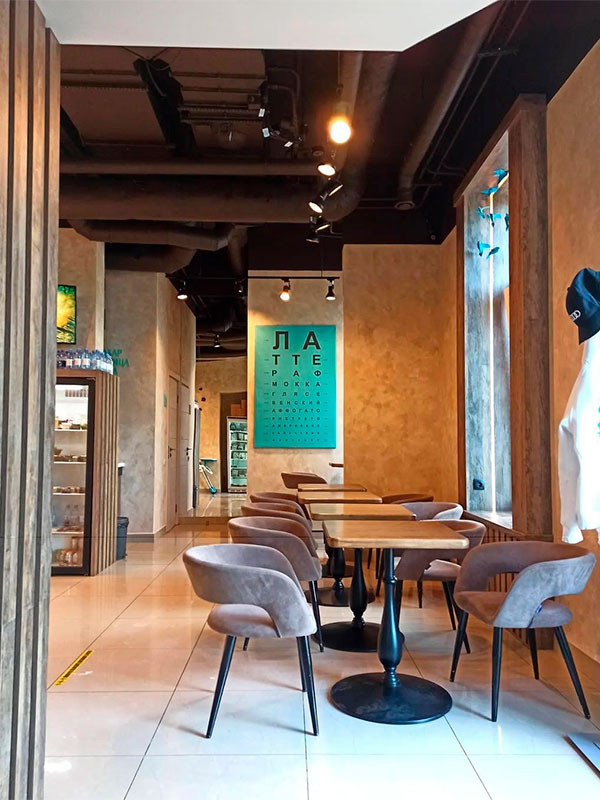 Декоративная штукатурка в двух оттенках для кофейни