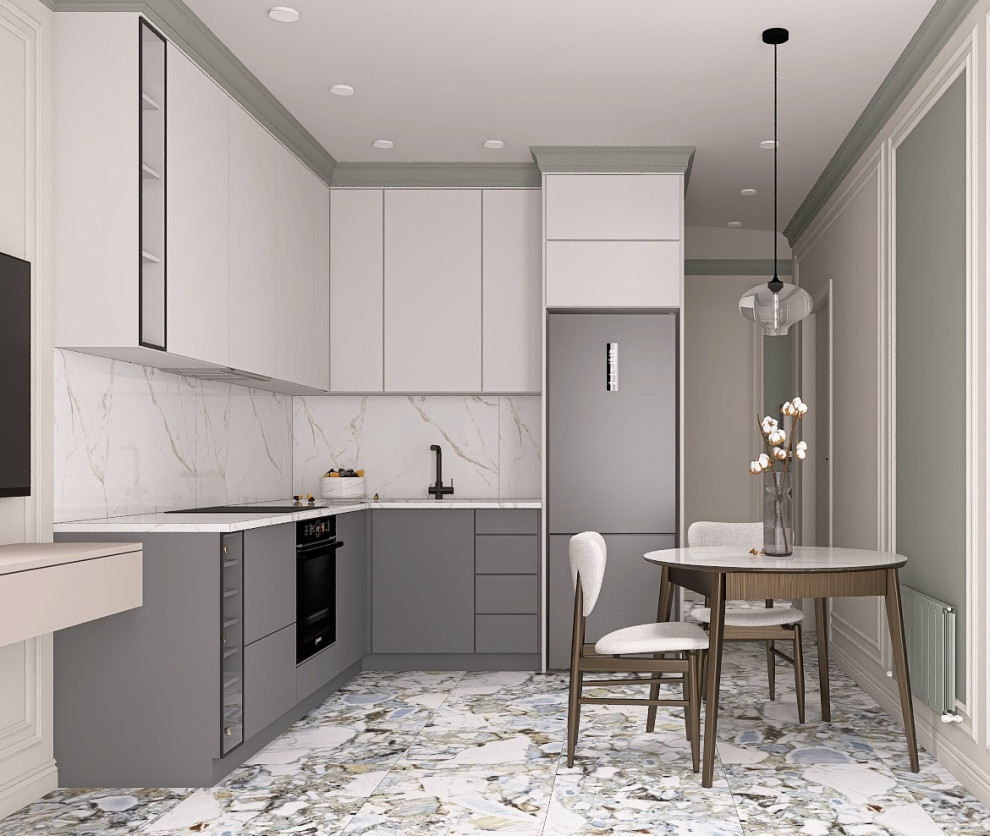 Однокомнатная квартира в современном стиле с элементами неоклассики