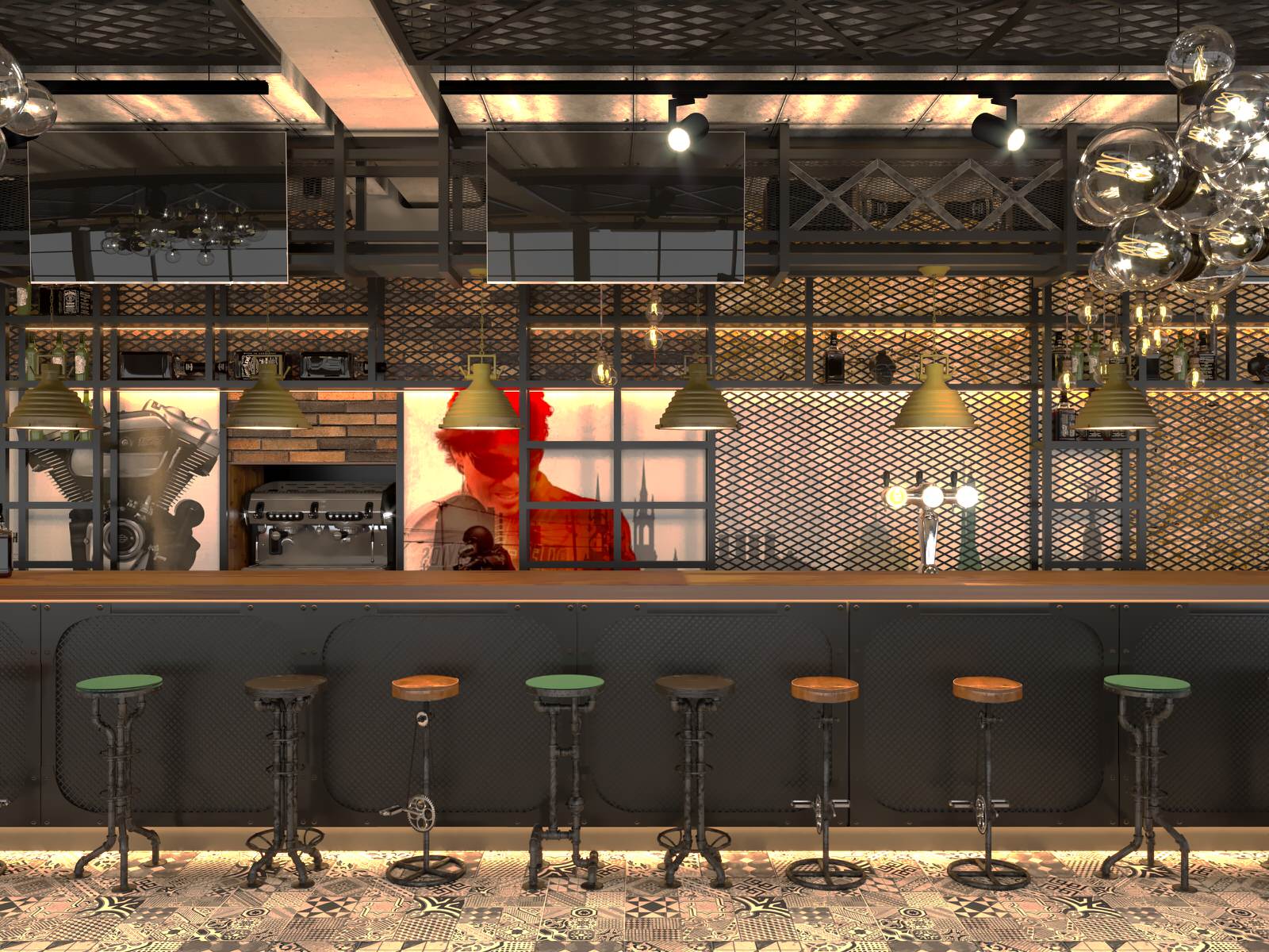 Дизайн-проект ресторана для Harley-Davidson Самара