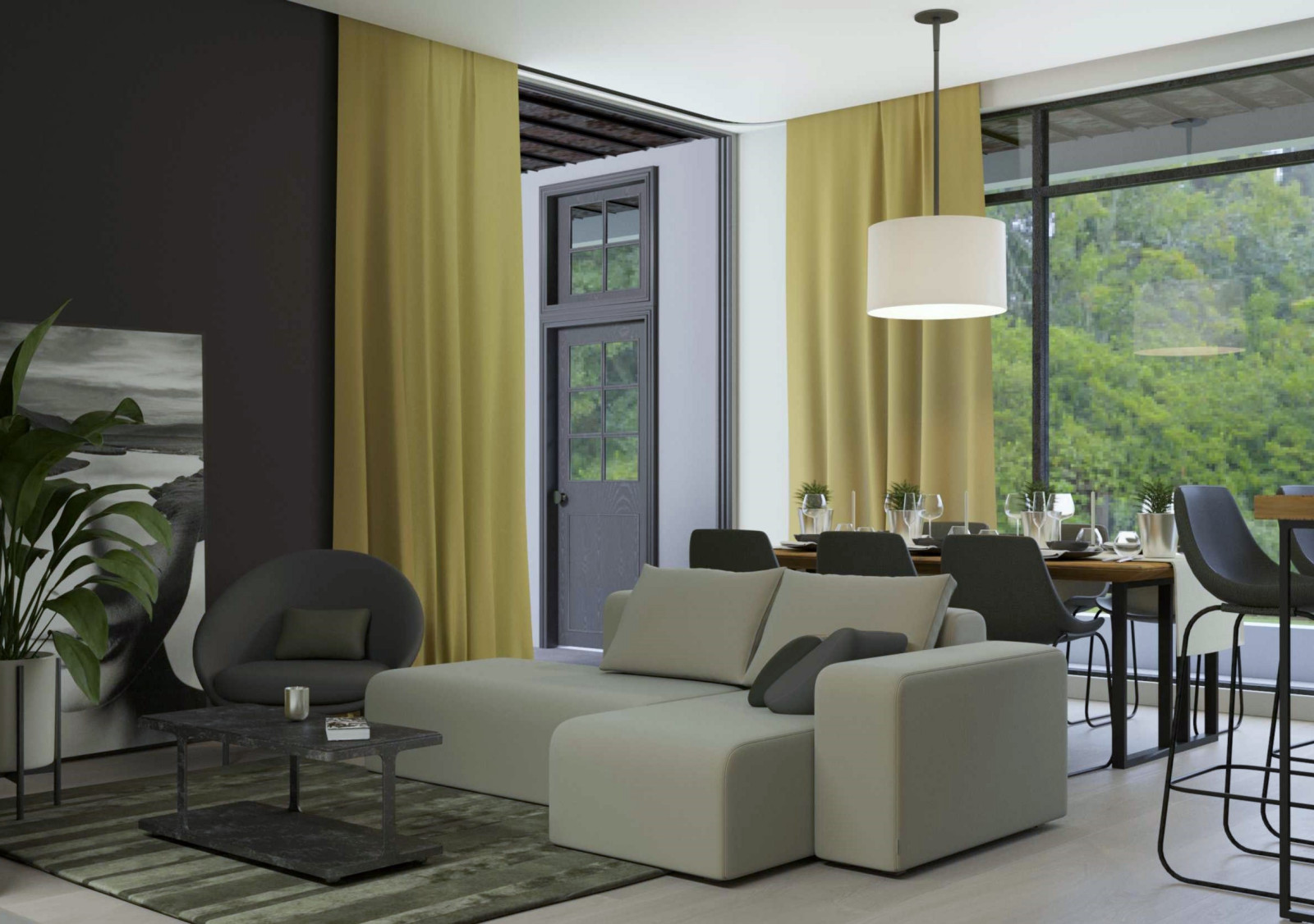 Проект гостинной  загородного дома