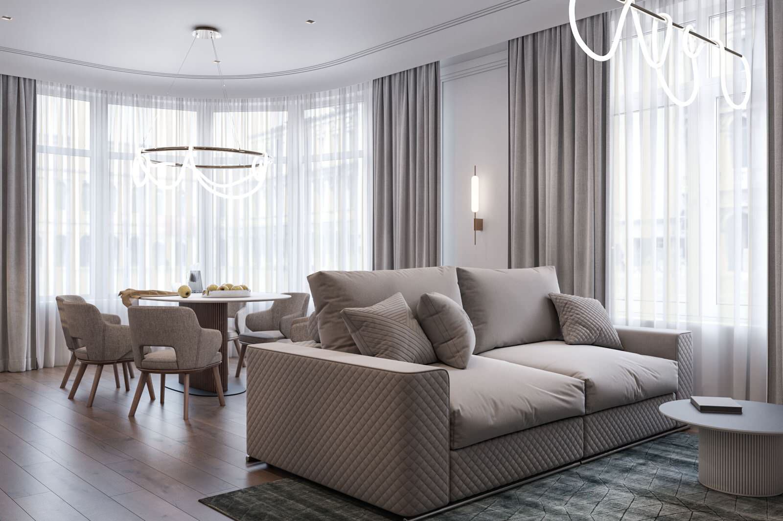 Просторная кухня гостиная