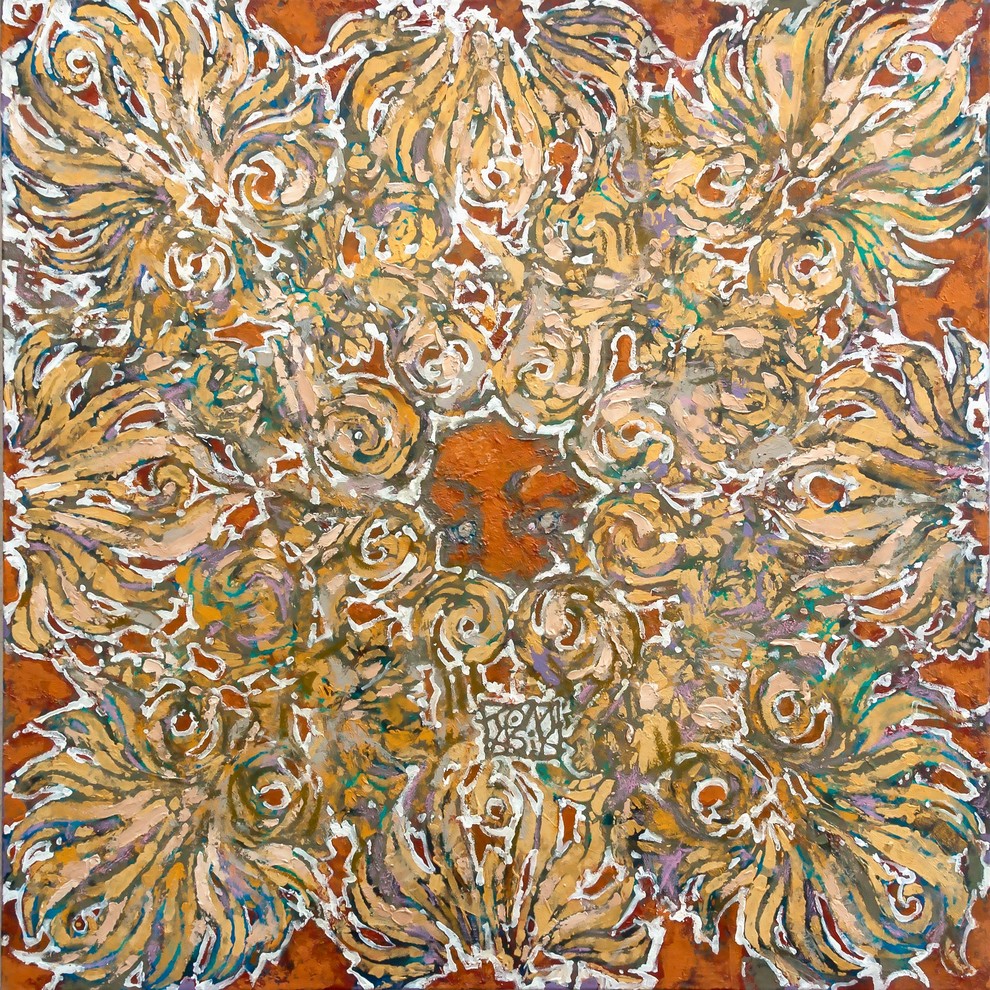 original painting, unique picture for warm interior. floral love feminine look.