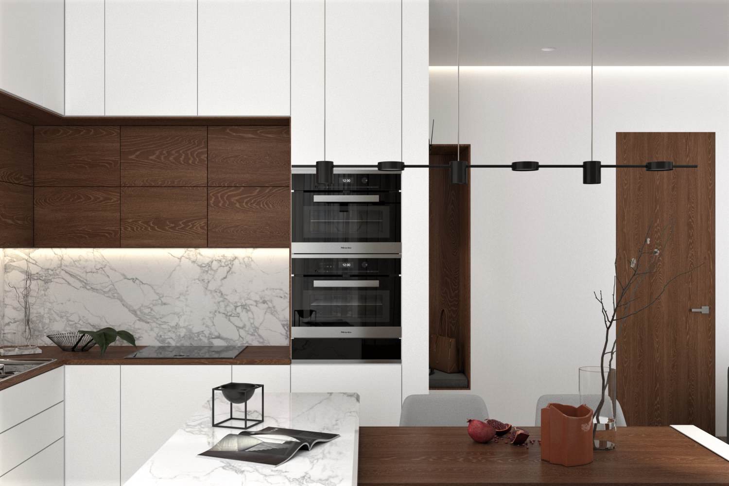 Монохромный с деревом