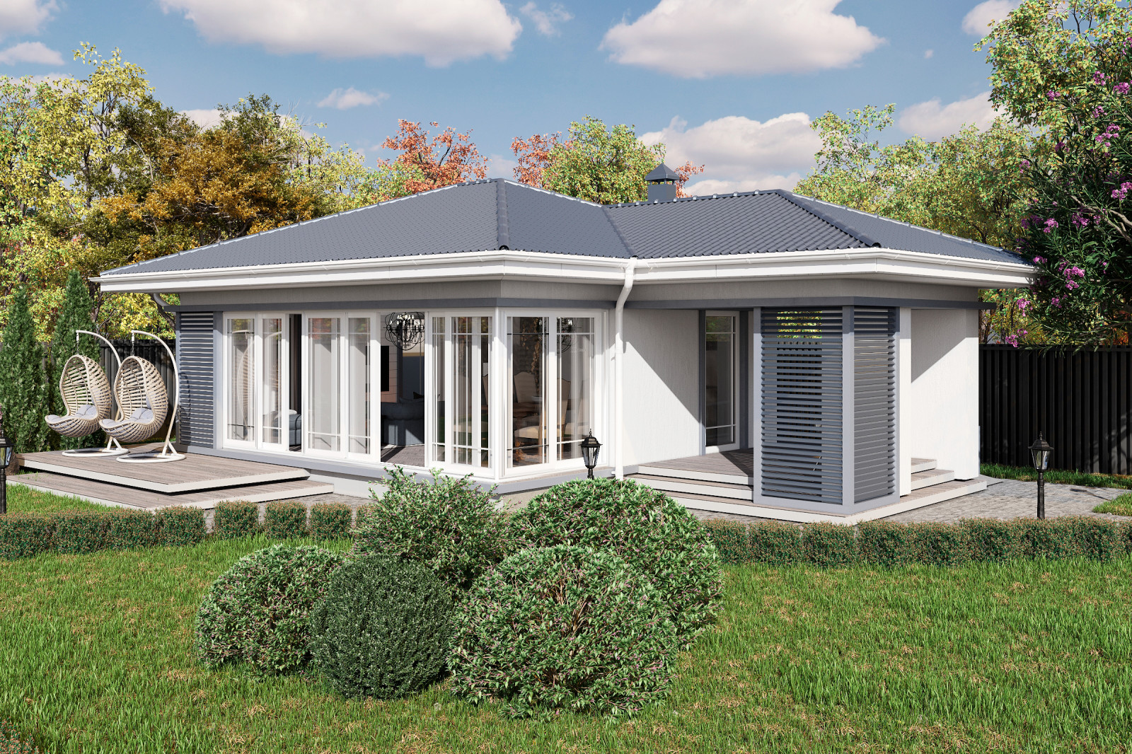 Беседка в светлых тонах.