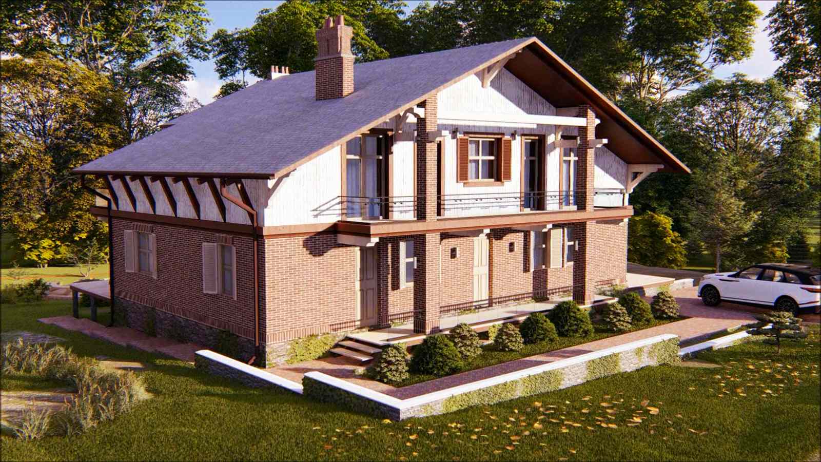 Проект двухэтажного дома в стиле "шале"