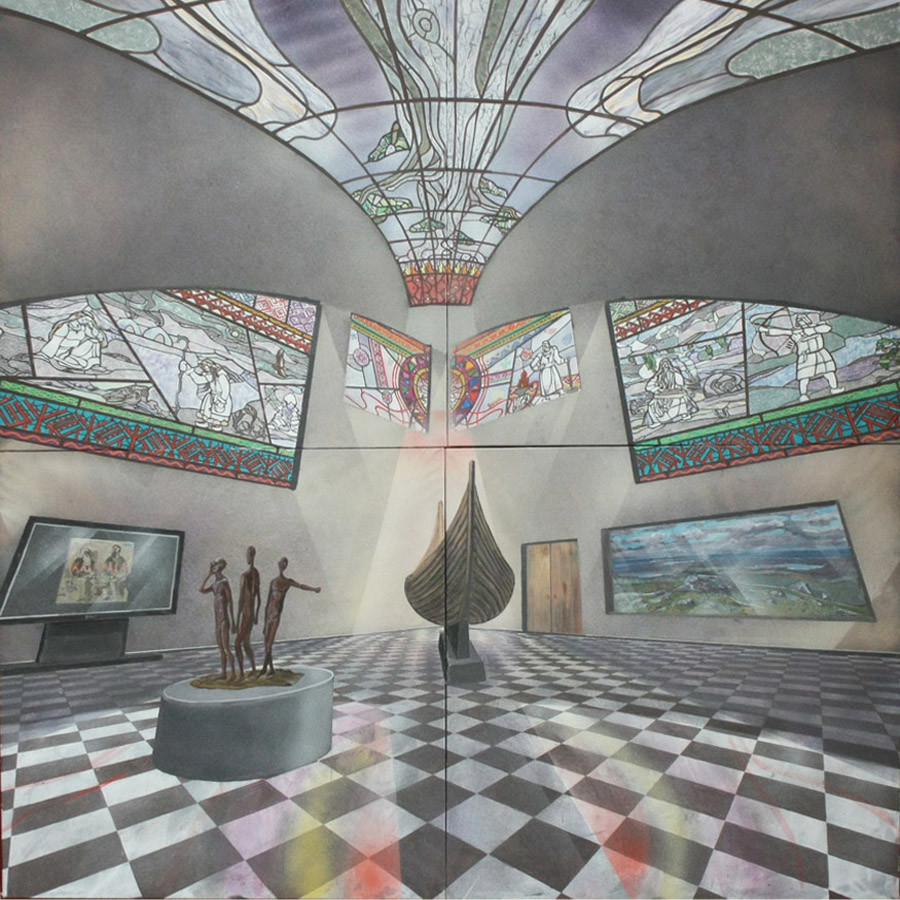 Музей "Калевала".  Перспектива центрального зала музея.