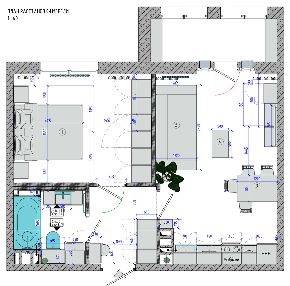 Обложка проекта: Дизайн-проект однокомнатной квартиры в ЖК "Модум"