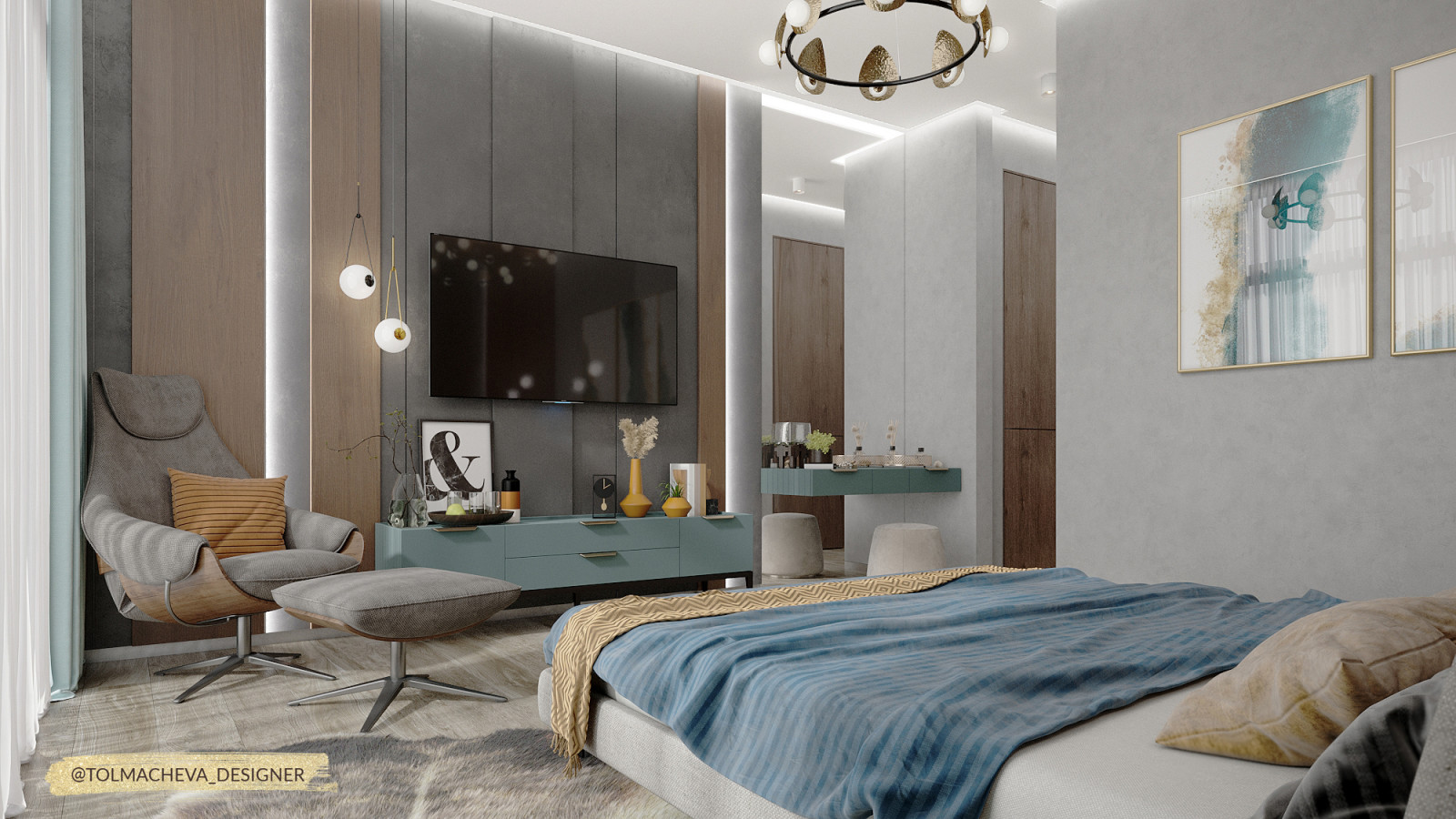 Дизайн мастер-спальни в частном жилом доме