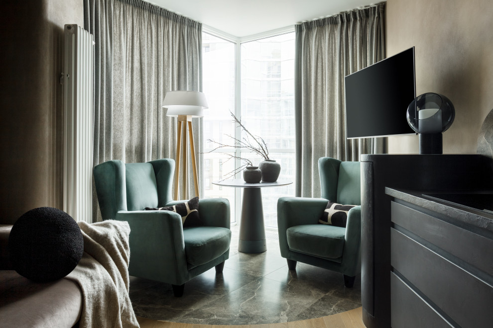 Кухня-гостиная в приглушенных тонах