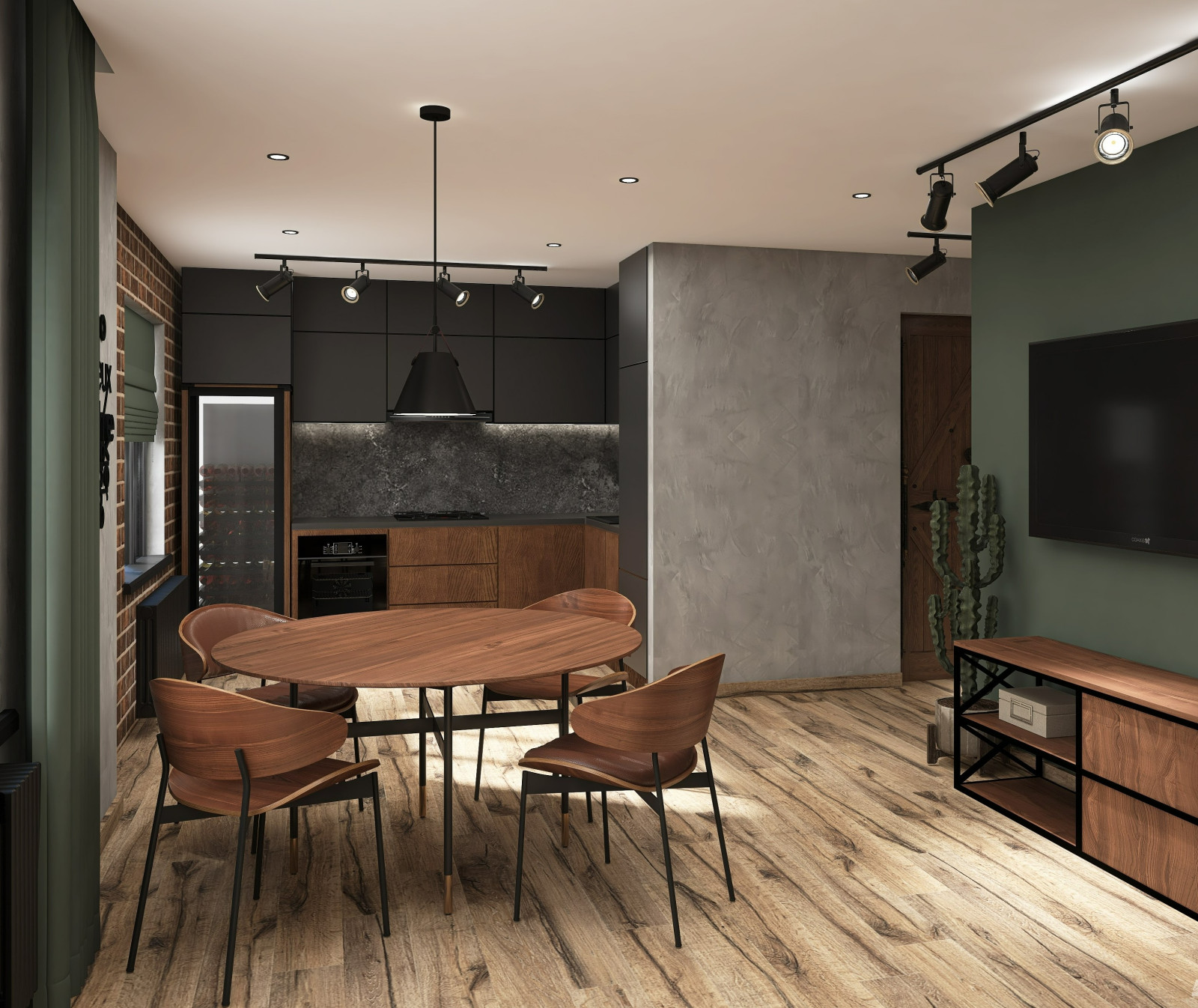 Квартира в стиле лофт с яркими акцентами