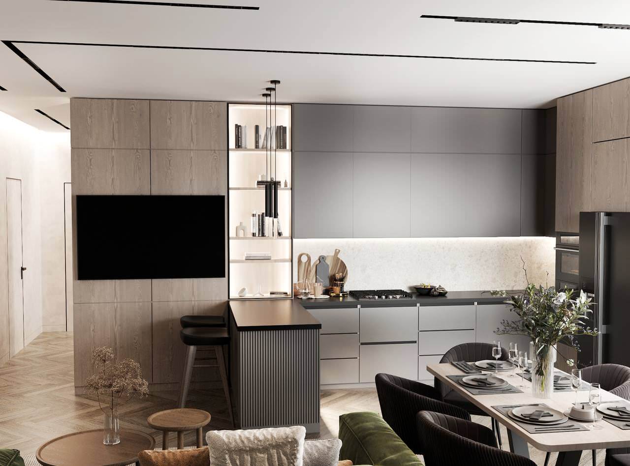 ДИЗАЙН ПРОЕКТ С ОЛИВКОВЫМИ ОТТЕНКАМИ