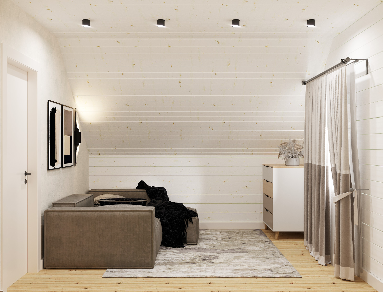 Дизайн 2го этажа в доме из бруса