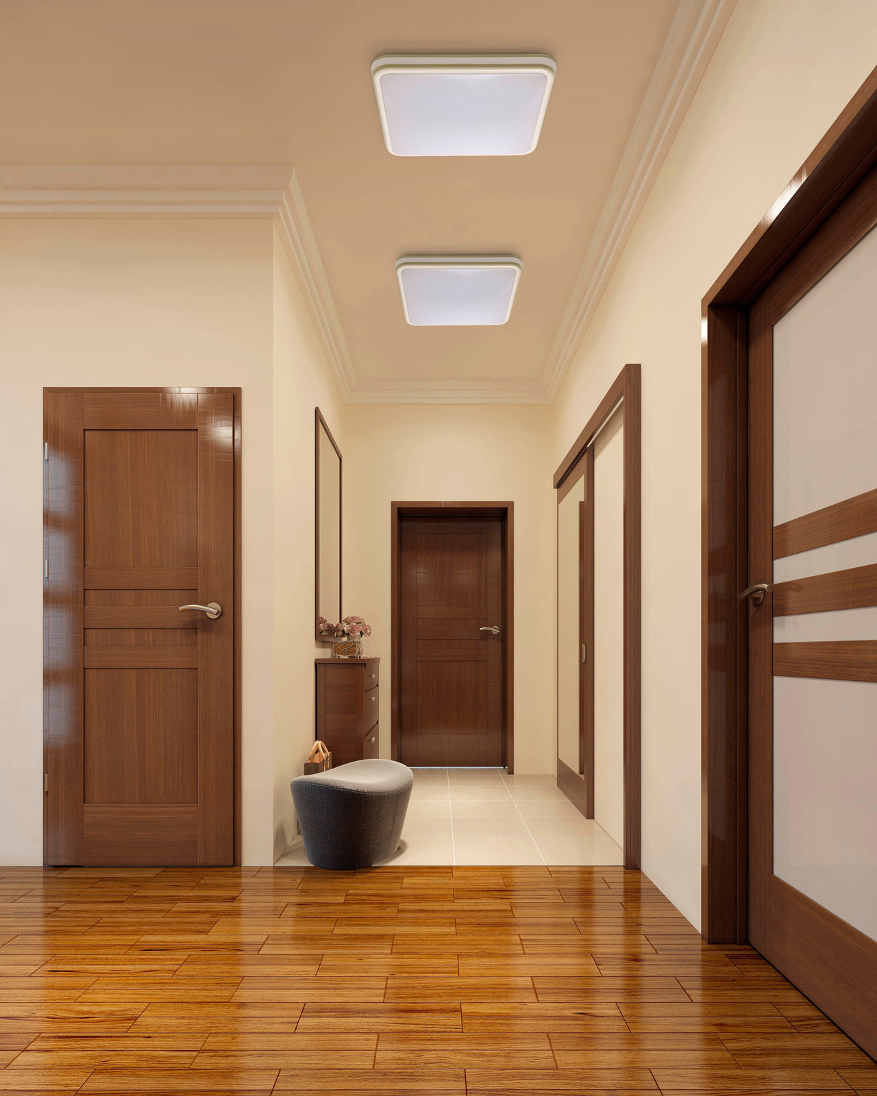 Освещение в удлиненном холле