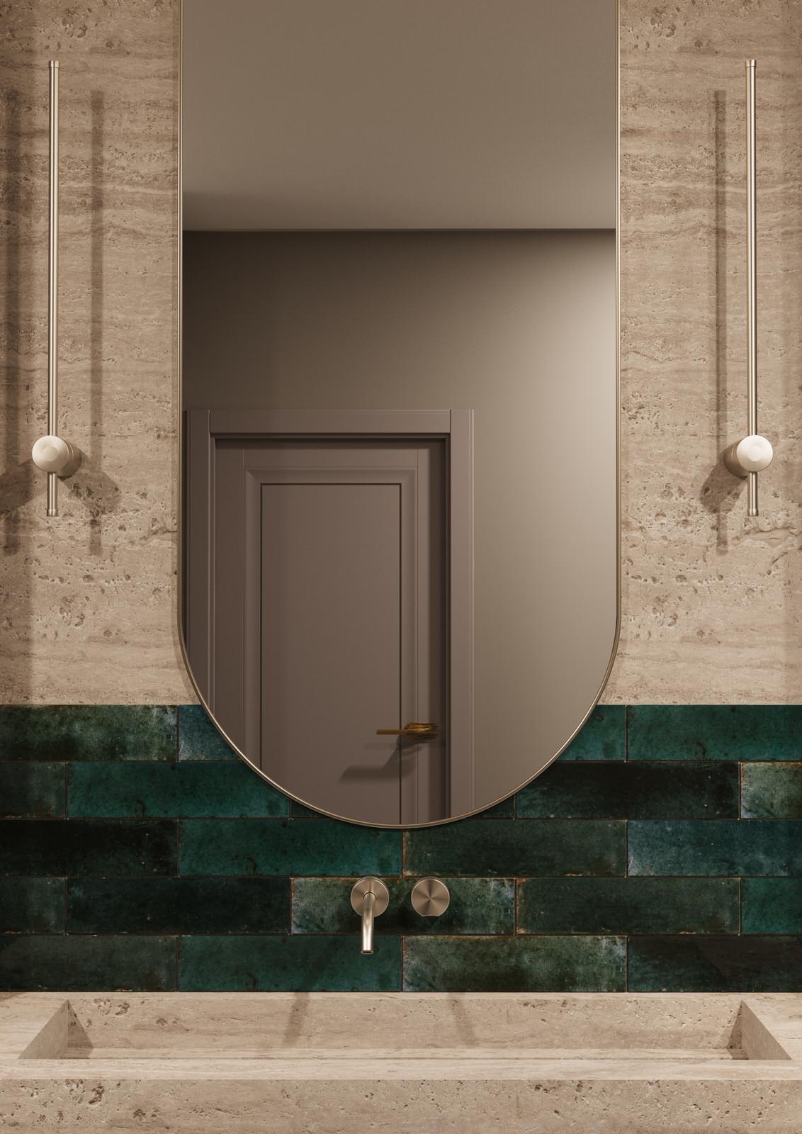 Дизайн-проект санузла микроцемент травертин