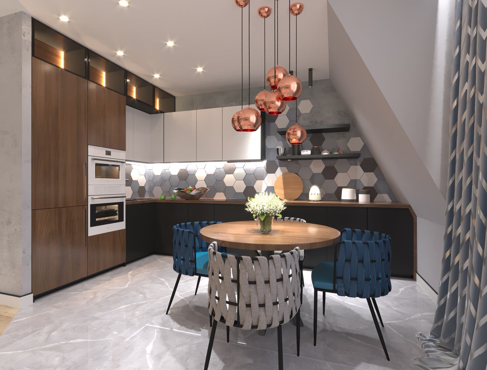 Дизайн-проект интерьера двухкомнатной квартиры в стиле Контемпорари.