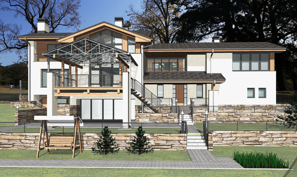 Частный дом на участке с рельефом (Истра)