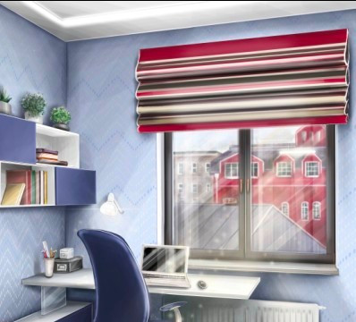 Детская для школьника с видом на питерские крыши.