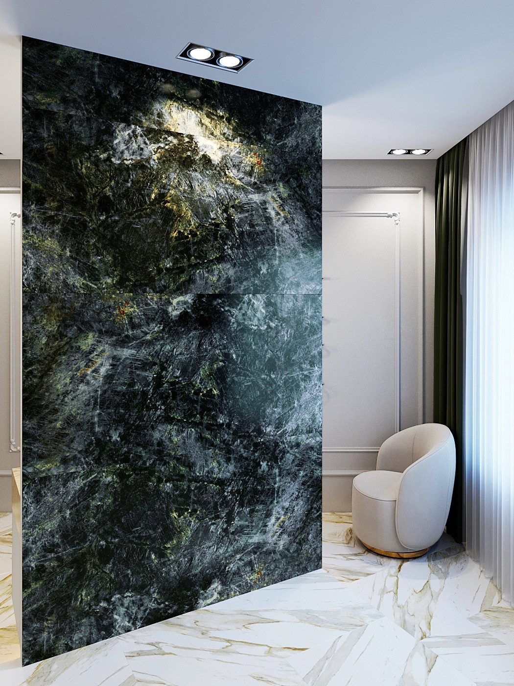 Ванная комната с круглой душевой