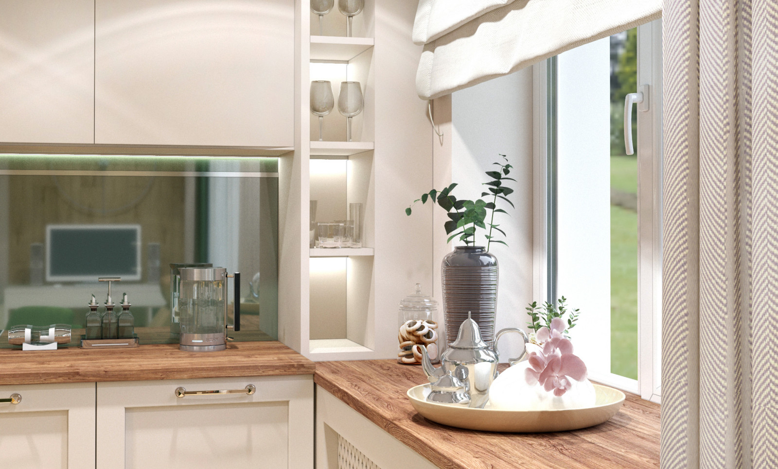 Стильные кухня и гостиная