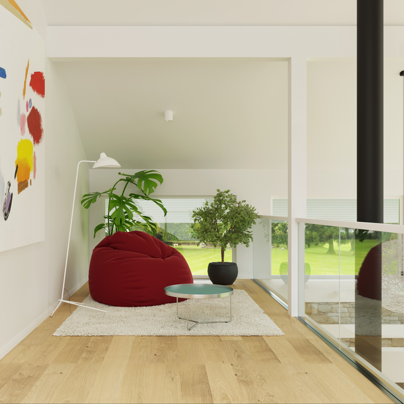 Дом с красным камином.