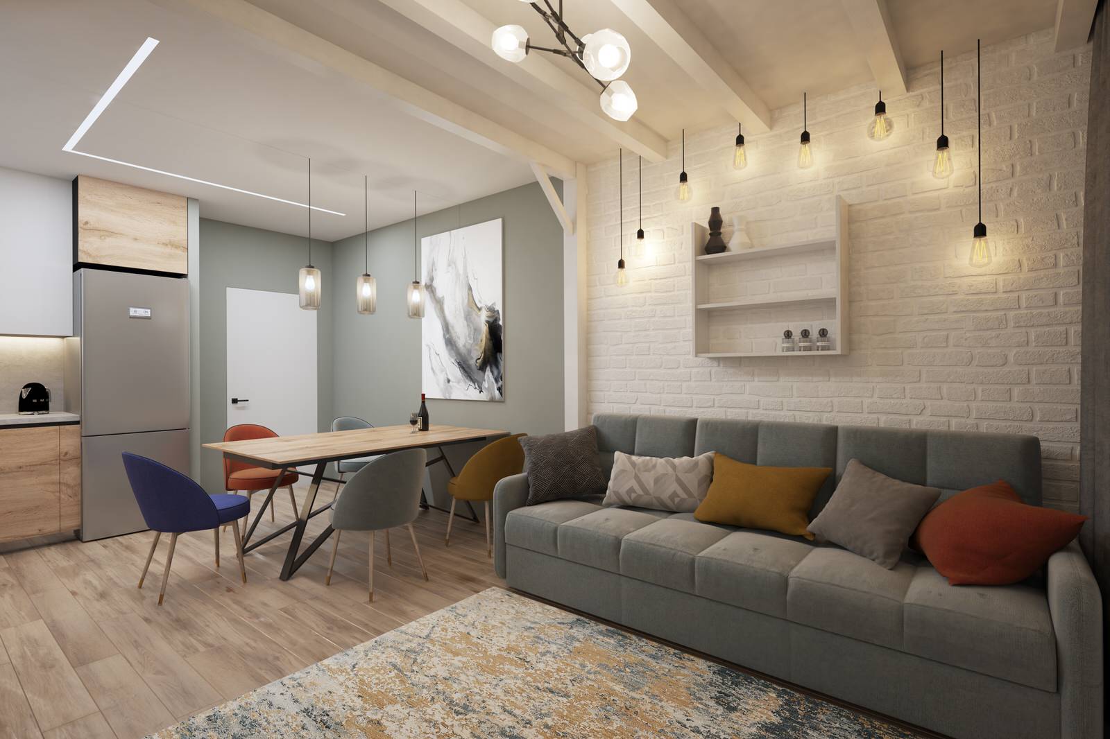 Квартира в стиле "лёгкий лофт". 70 кв.м.