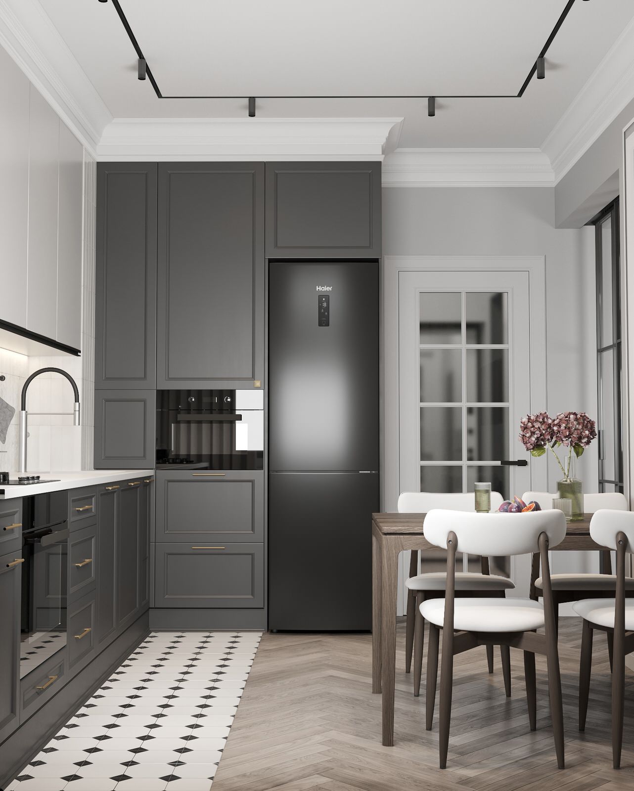 Интерьер однокомнатной квартиры в темных оттенках