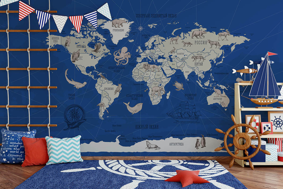 Фотообои Карта мира Робинзон - сапфир